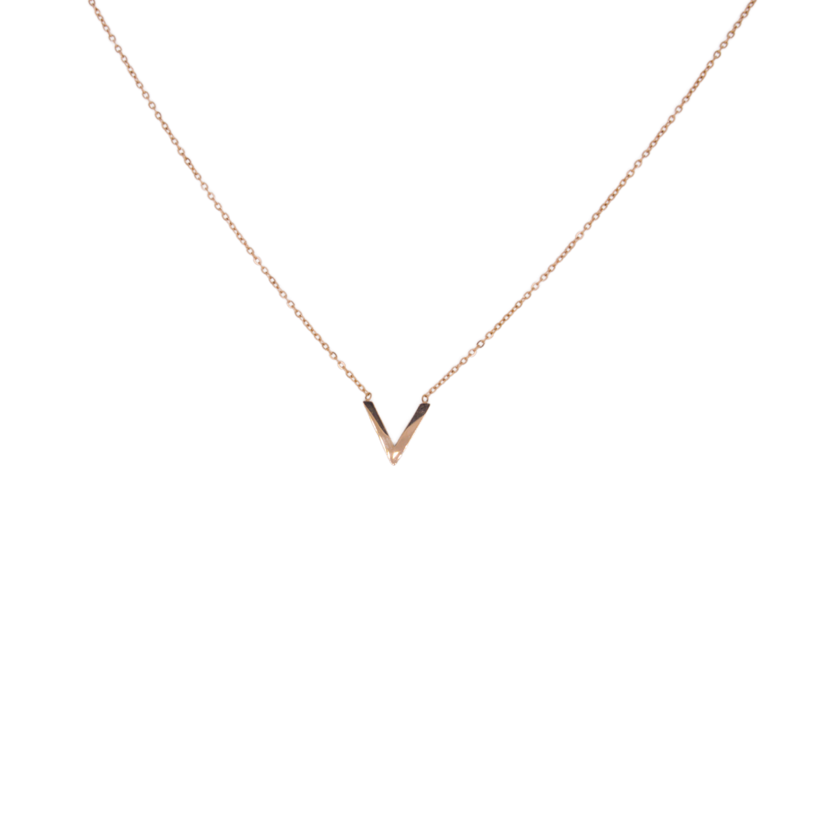 Valiant V Necklace - Rose Gold