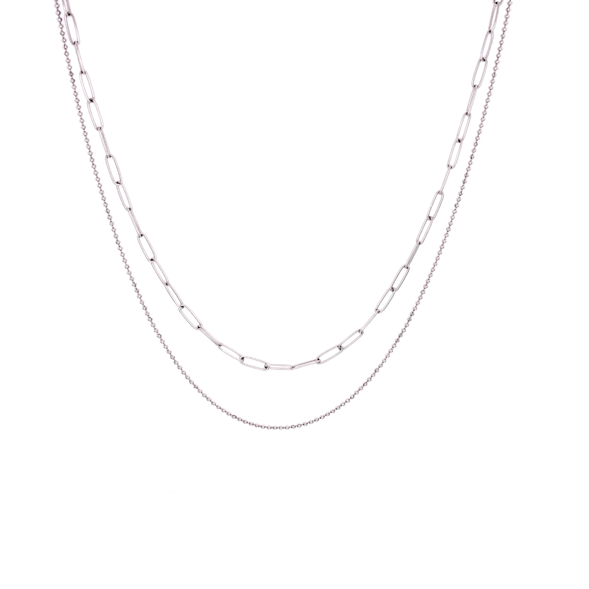 Dual Drape Necklace- Silver