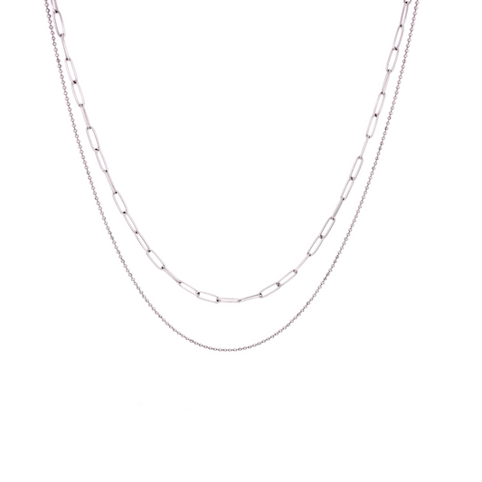 Dual Drape Necklace- Silver